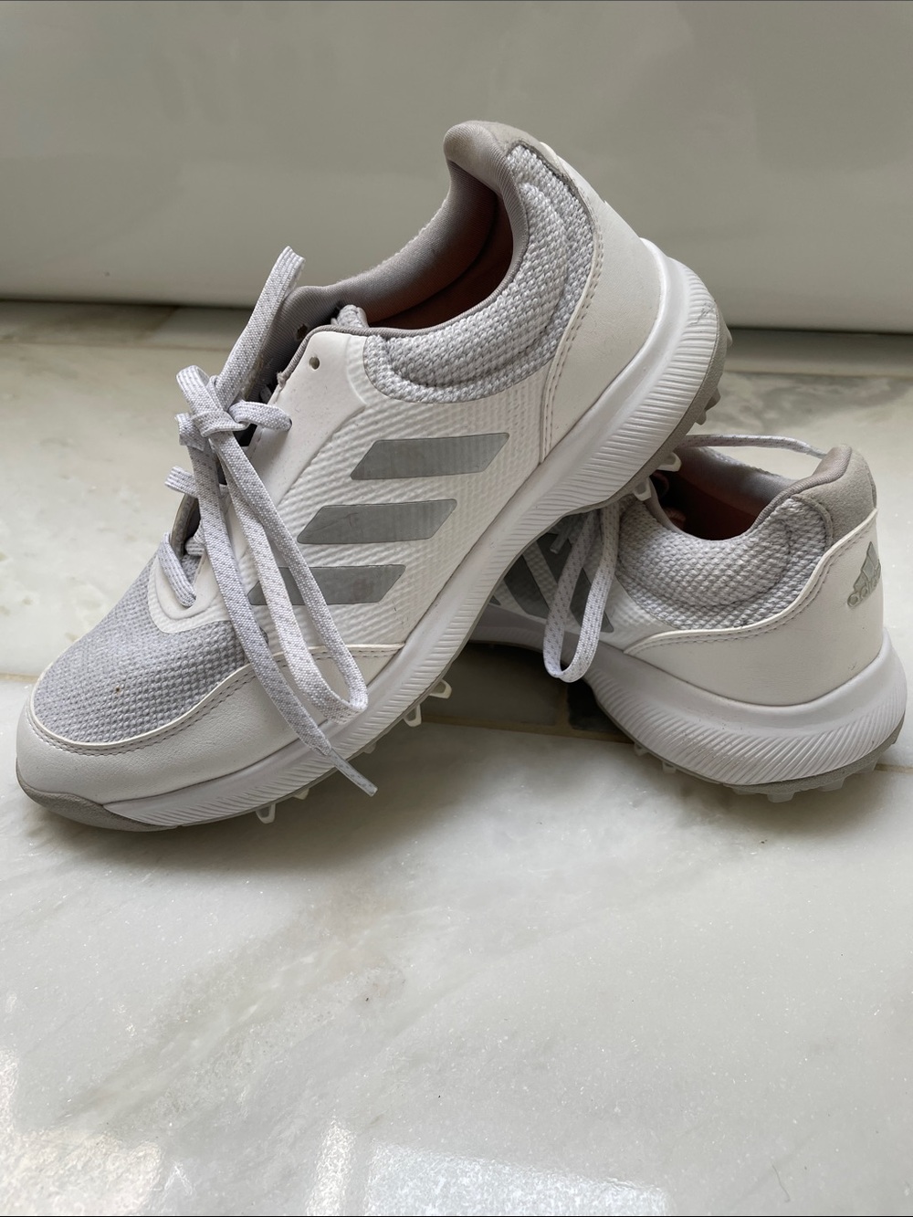 adidas Women’s Athletic Golf Shoes in Light Gray and White